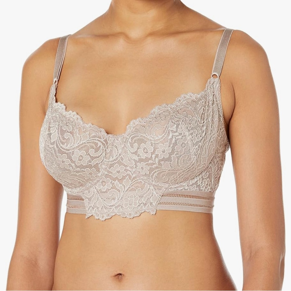 Smart & Sexy Cream Lace Longline Bra with Adjustable Straps
